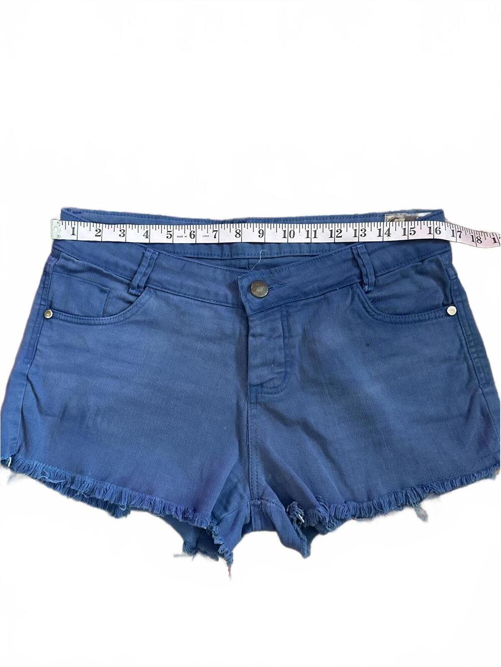 Upcycled Denim Jean Micro Mini Shorts Handpainted One of a Kind with Patches - Picture 5 of 9